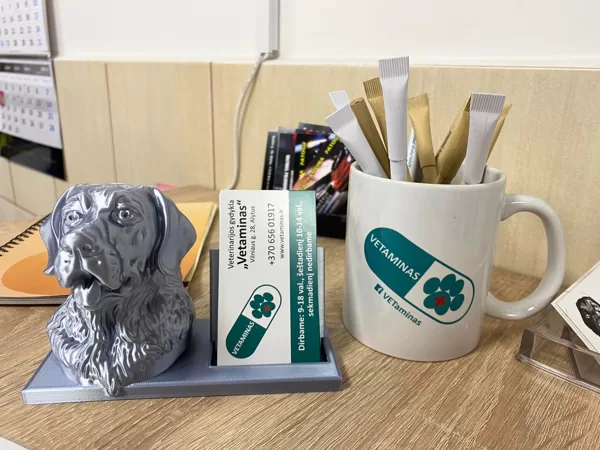 3D vizitinių kortelių laikiklis veterinarijos klinikai